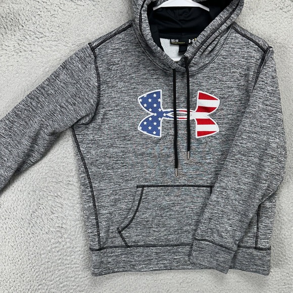 Under Armour Storm Sweatshirt Hoodie Womens Medium Gray Drawstring Graphic USA - Picture 1 of 7